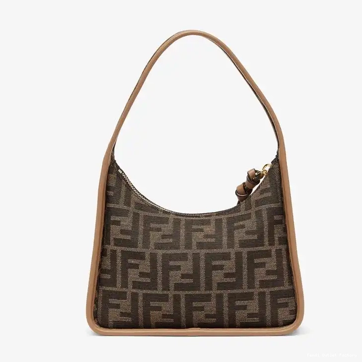 Affordable HOT FF In Mini Fendi Motif Fabric Brown Bag Fendessence 0421